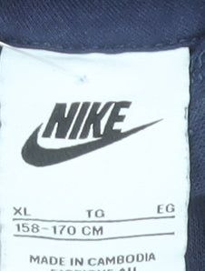 Nike Boys Navy Blue Pullover Hoodie XL 158-170cm Cotton Blend Sweatshirt