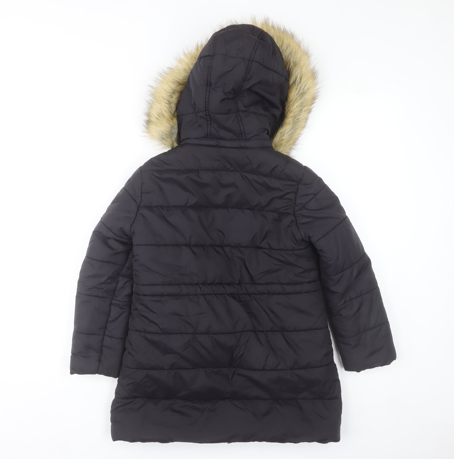 Diesel Womens Black Faux Fur Hooded Puffer Coat Size S