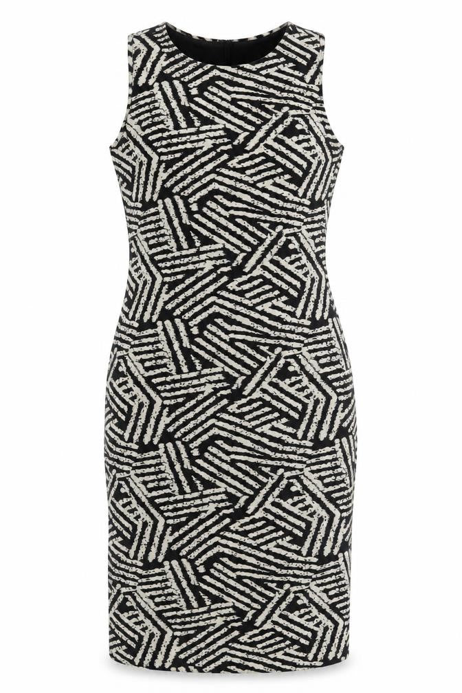 Apricot Women's Beige Black Geometric Bodycon Dress UK 12