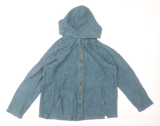 Fat Face Women Teal Blue Full Zip Hoodie Cotton Blend M