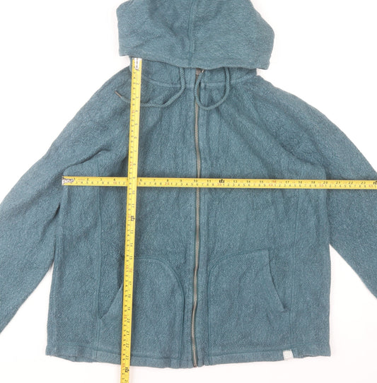 Fat Face Women Teal Blue Full Zip Hoodie Cotton Blend M