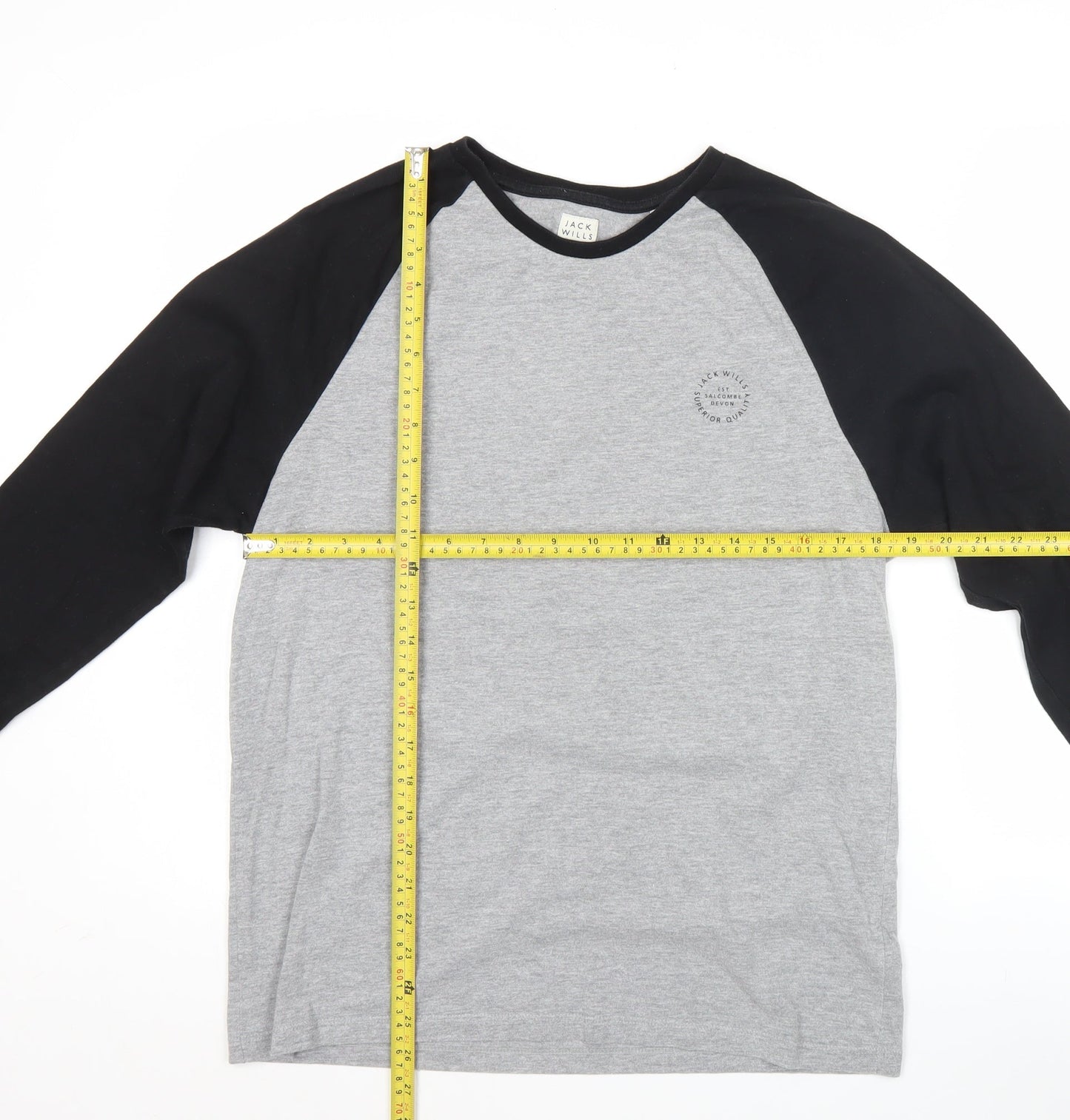 Jack Wills Men’s Grey & Black Long Sleeve Raglan Top Size L