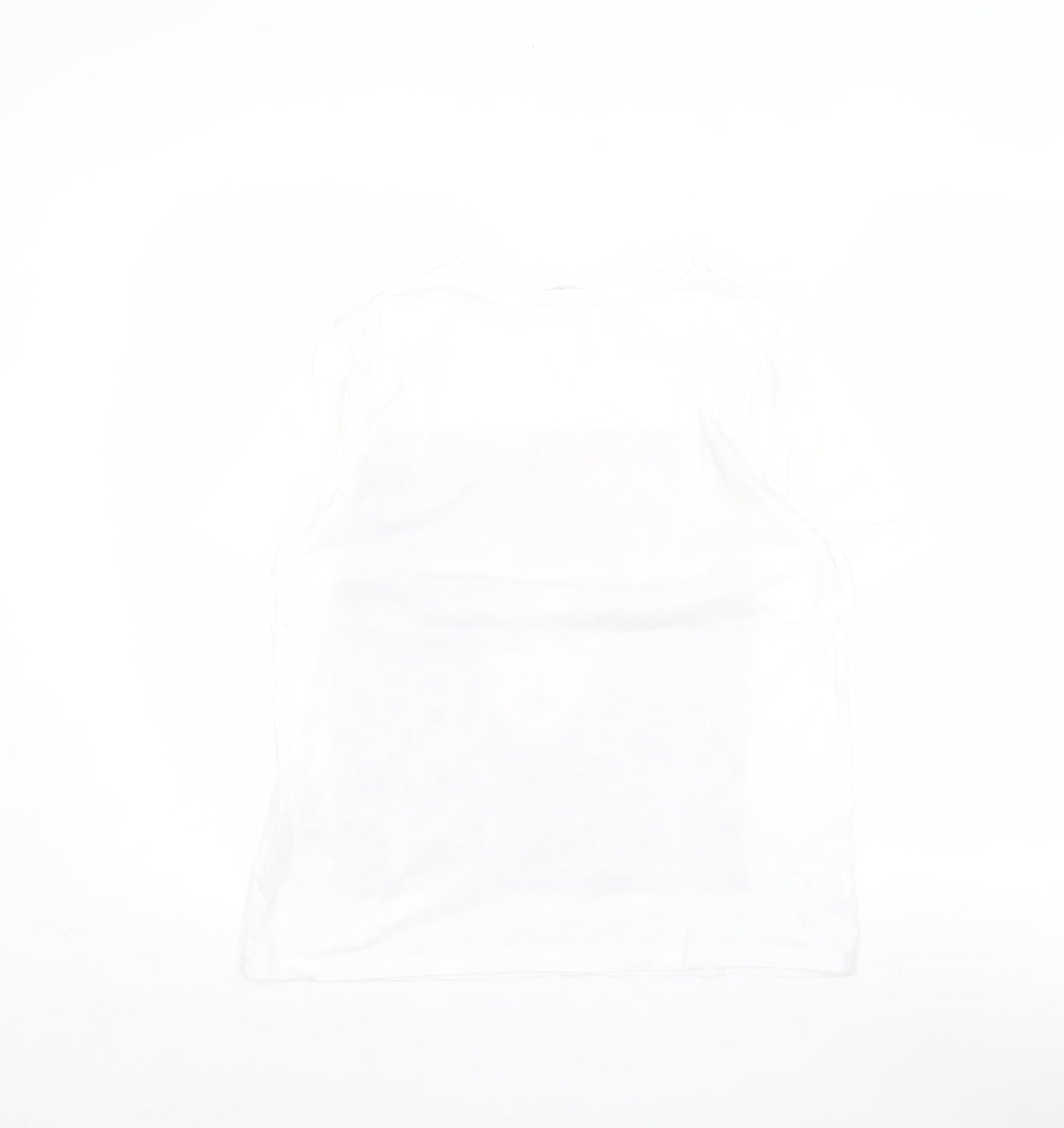 Zara Women White Floral Art Print Short Sleeve Cotton T-Shirt Size S