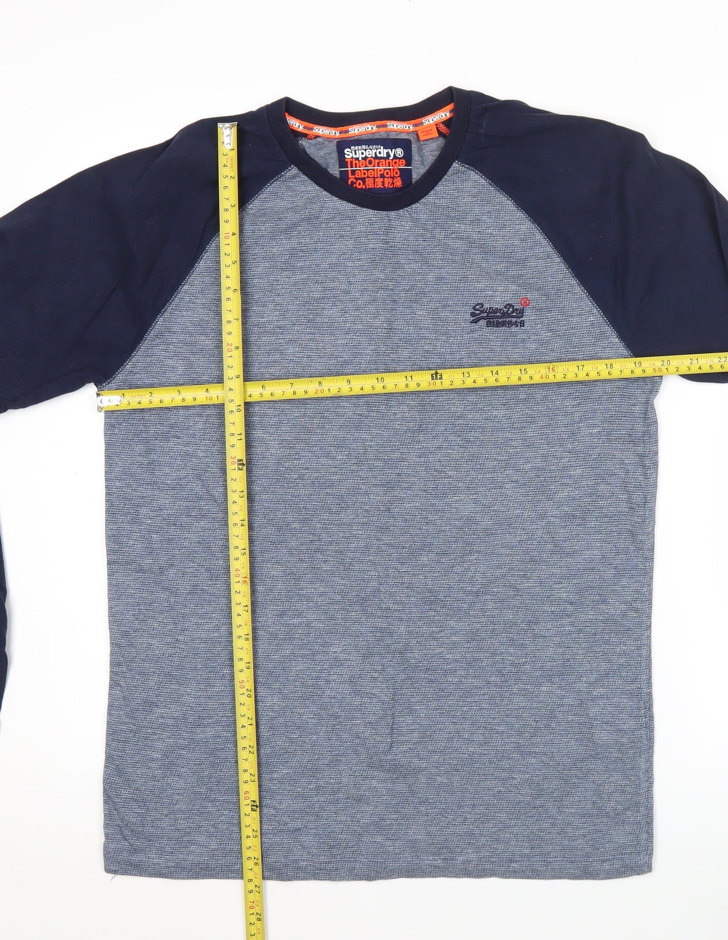 Superdry Men’s Blue Long Sleeve Cotton Crew Neck Top Size L