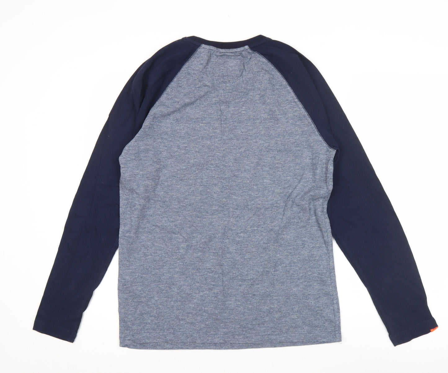 Superdry Men’s Blue Long Sleeve Cotton Crew Neck Top Size L