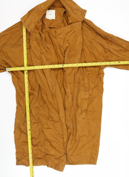 Mango Women's Brown Lyocell Trench Coat Size 12 Long Sleeve