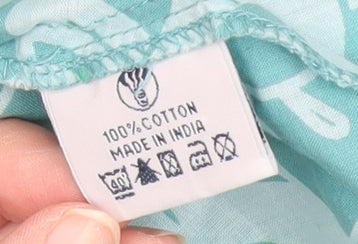 Fat Face Women Blue Floral Cotton Peasant Blouse Size 14