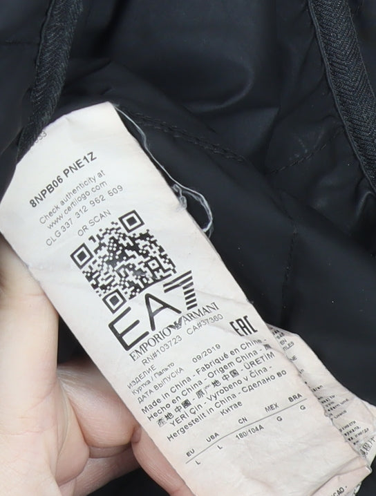 Emporio Armani EA7 Men's Black Puffer Jacket L Regular Fit Zip Up