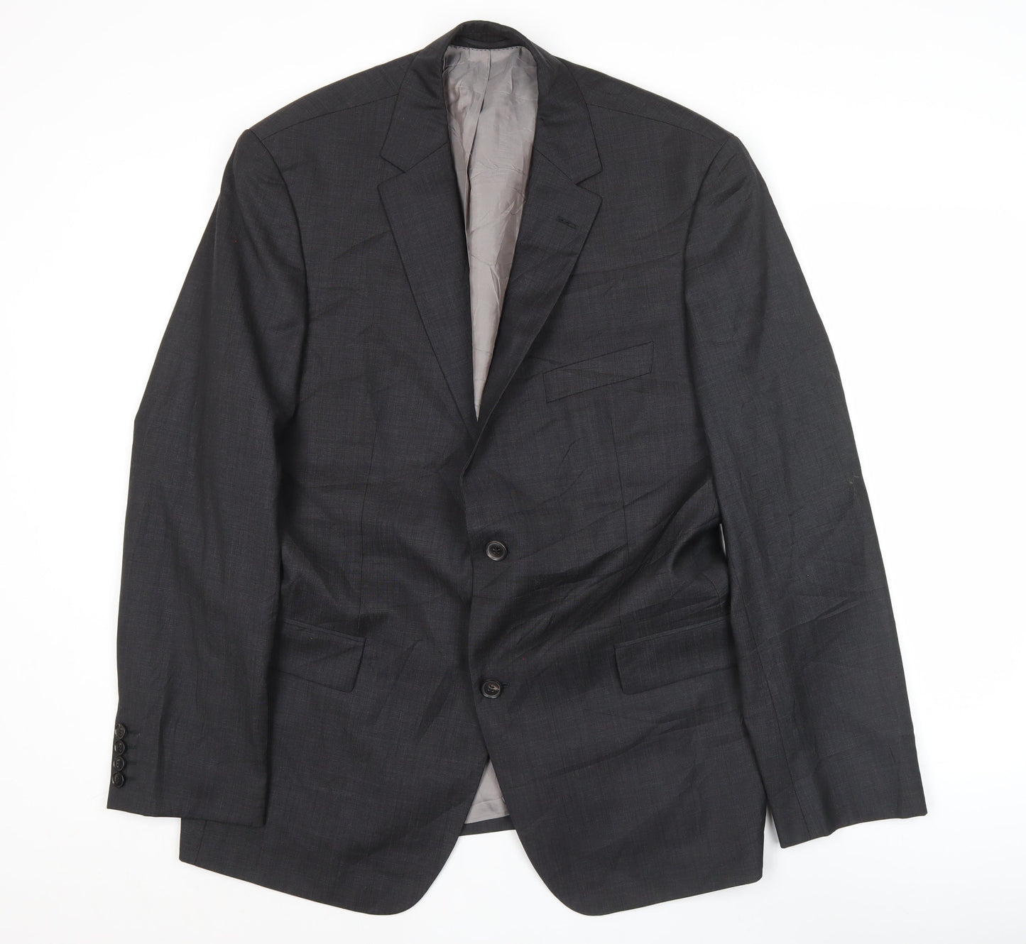 Hugo Boss Men's Grey Classic Fit Virgin Wool Two-Button Blazer 44R