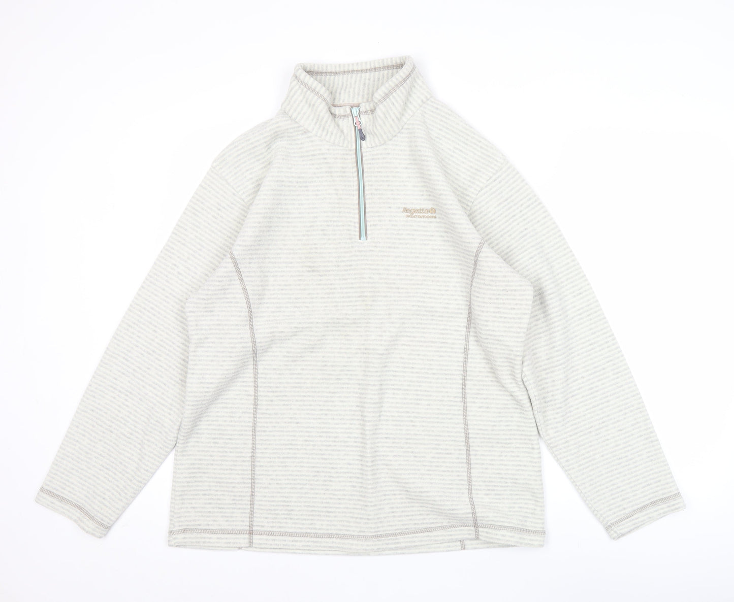 Regatta Womens Beige 1/4 Zip Striped Fleece Sweatshirt UK 14