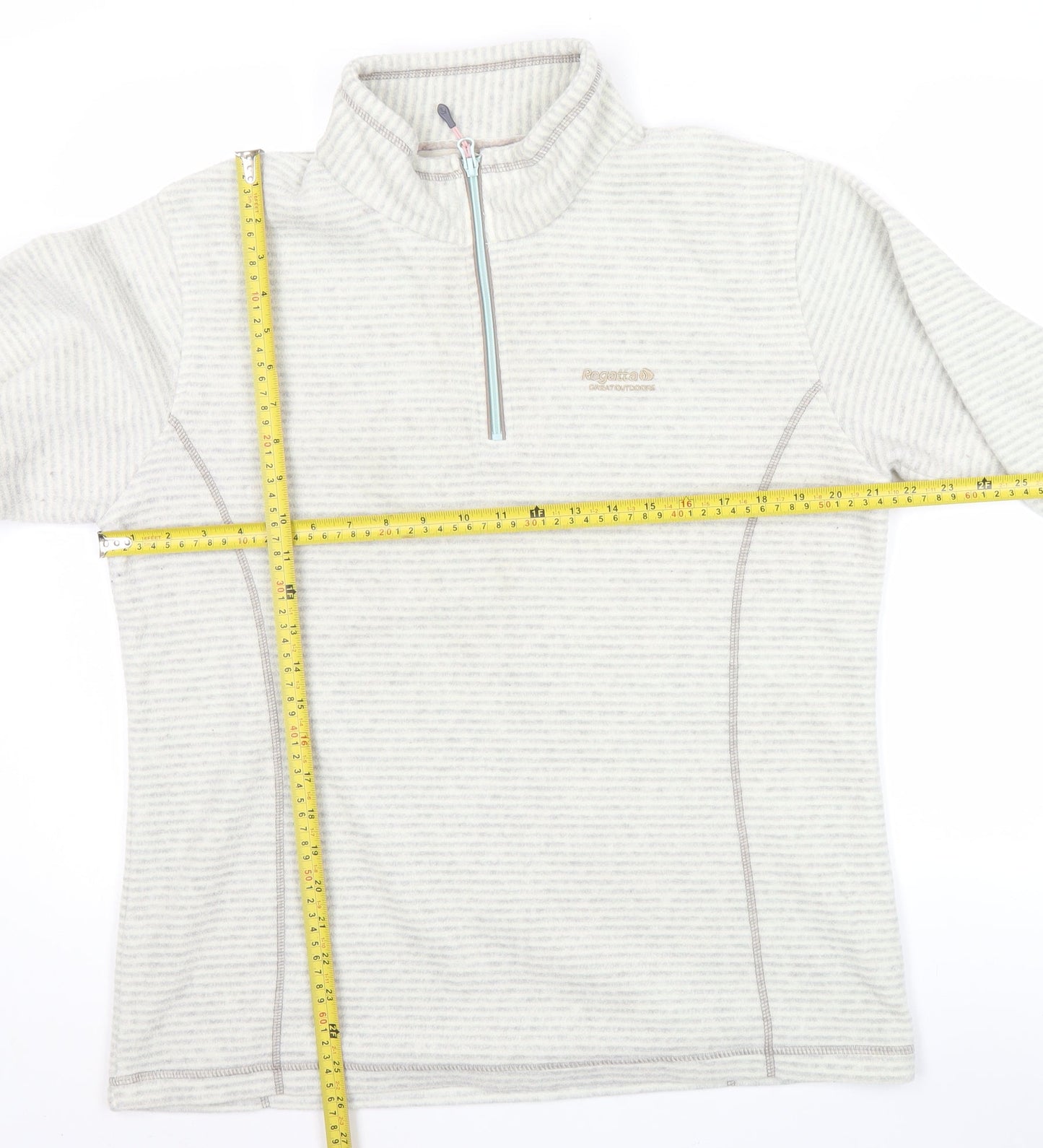Regatta Womens Beige 1/4 Zip Striped Fleece Sweatshirt UK 14