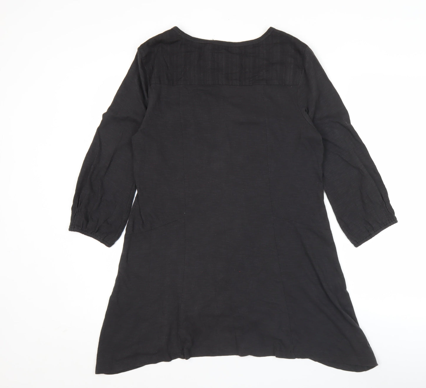 Fat Face Women’s Black Cotton 3/4 Sleeve Shirt Dress Size 14