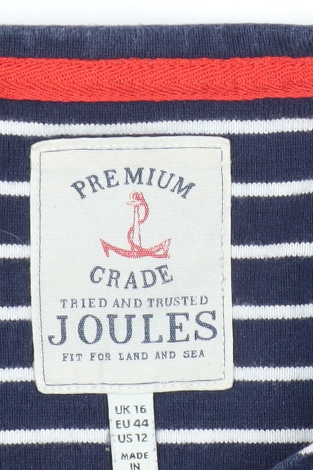 Joules Women’s Blue Striped Long Sleeve Cotton Nautical Top Size 16