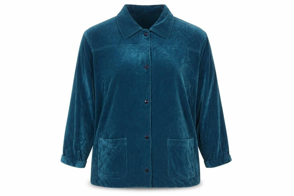 Berkertex Women’s Blue Velvet Tunic Blouse Size 10-12 Long Sleeve