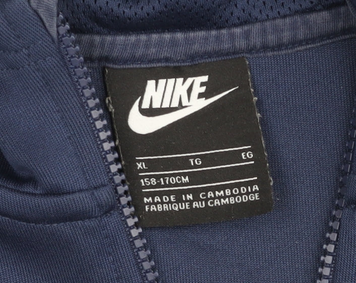 Nike Teens Blue Full Zip Hooded Polyester Jacket XL