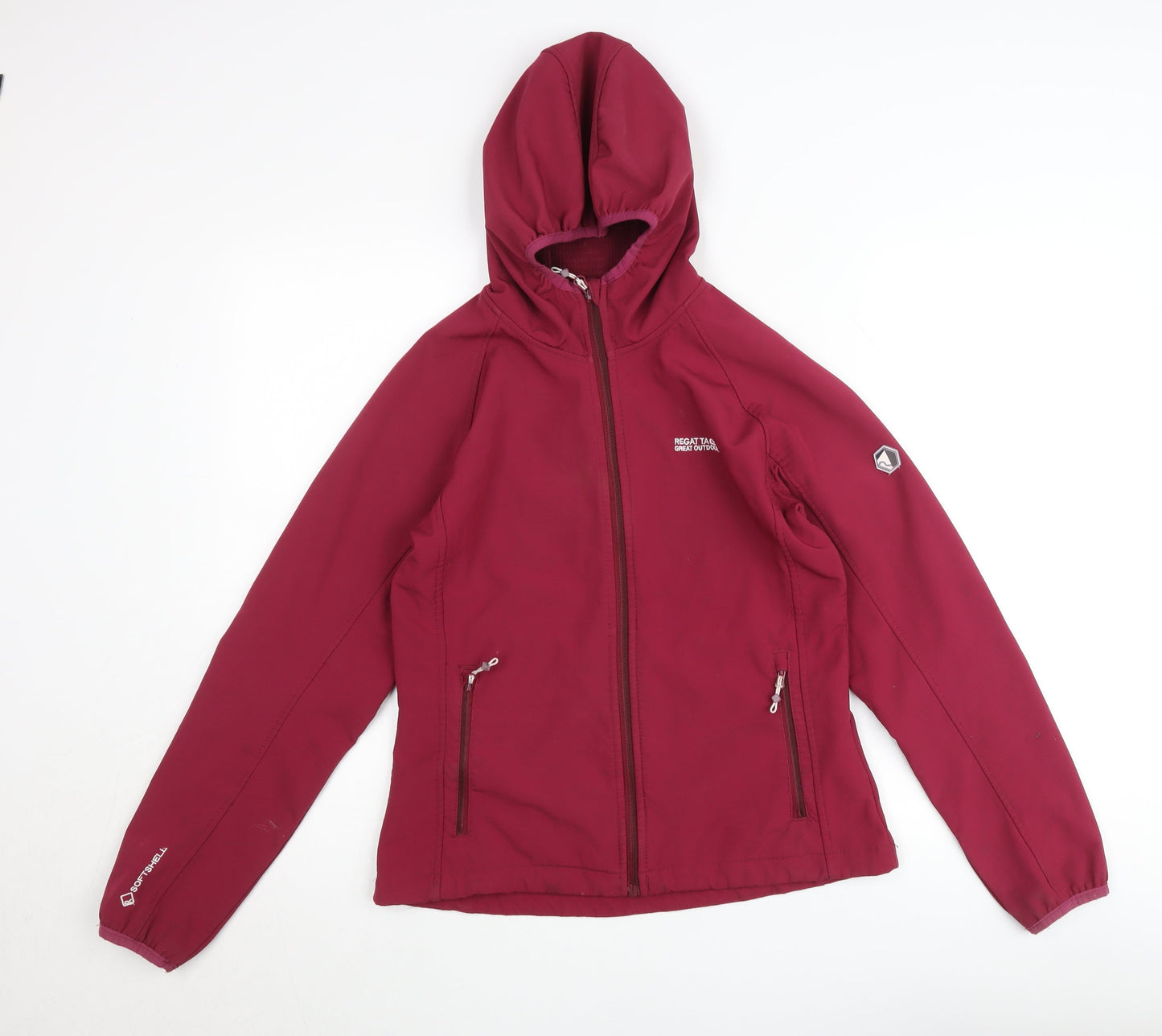 Regatta Women Red Softshell Hooded Jacket UK 8 Waterproof Outdoor Coat