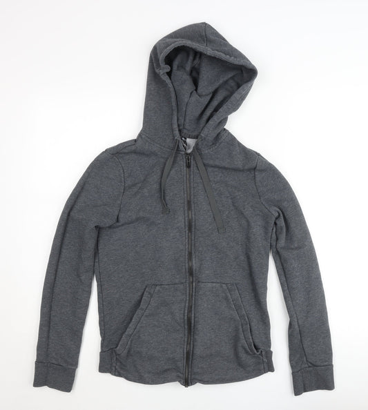 Adidas Womens Grey Full Zip Hooded Basic Jacket Size 12-14
