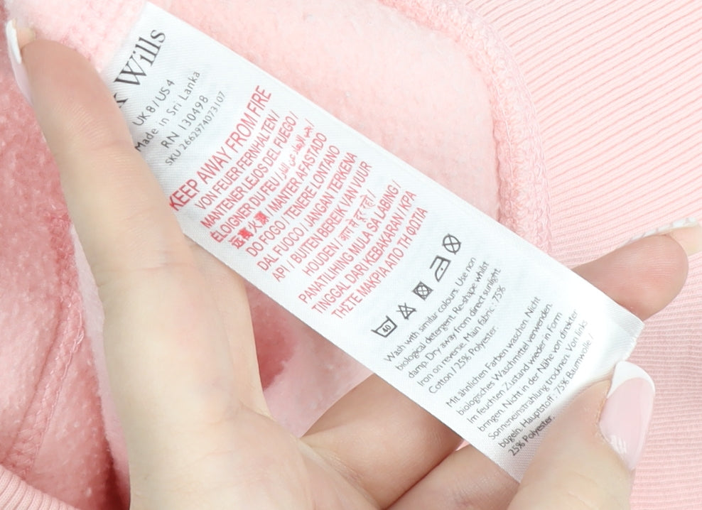 Jack Wills Women's Pink Pullover Hoodie UK 8 - Classic Cotton Blend