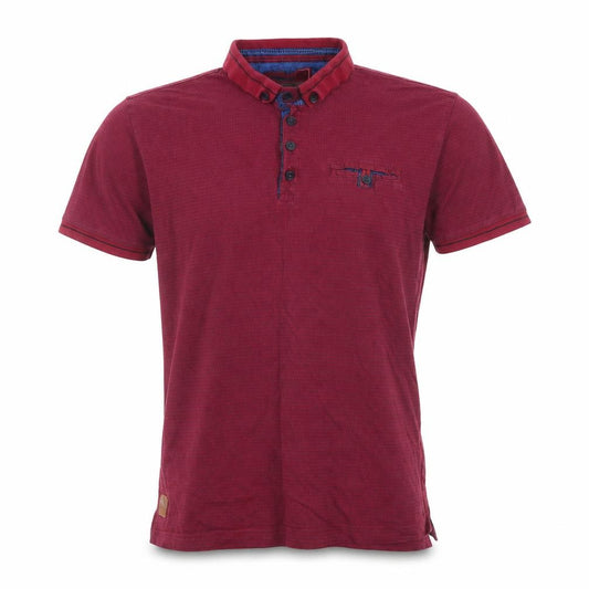 CENTERED Men's Red Short Sleeve Button-Down Cotton Polo Shirt Size M