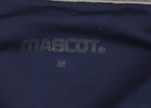 Mascot Men's Blue Workwear Polo Shirt Size M 1/4 Zip Collared Polyester