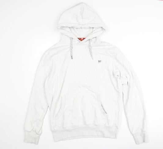 Superdry Women White Cotton Pullover Hoodie Size L