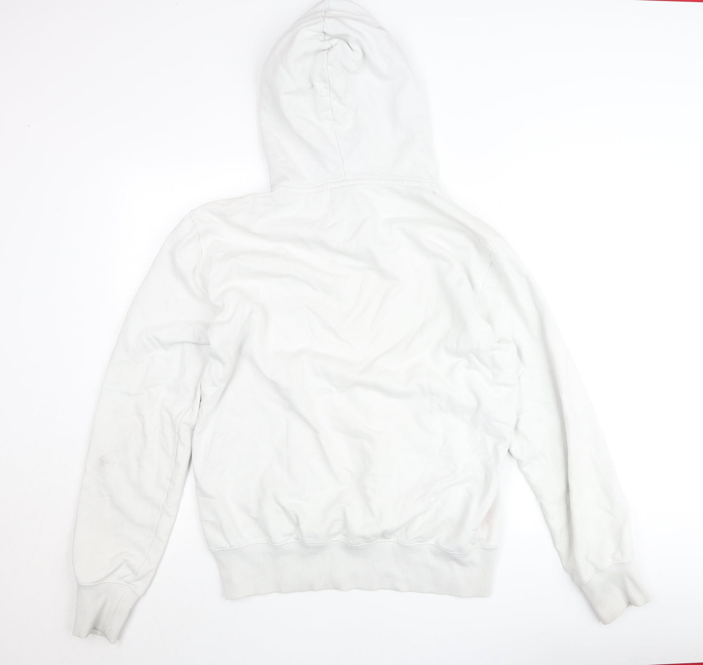 Superdry Women White Cotton Pullover Hoodie Size L