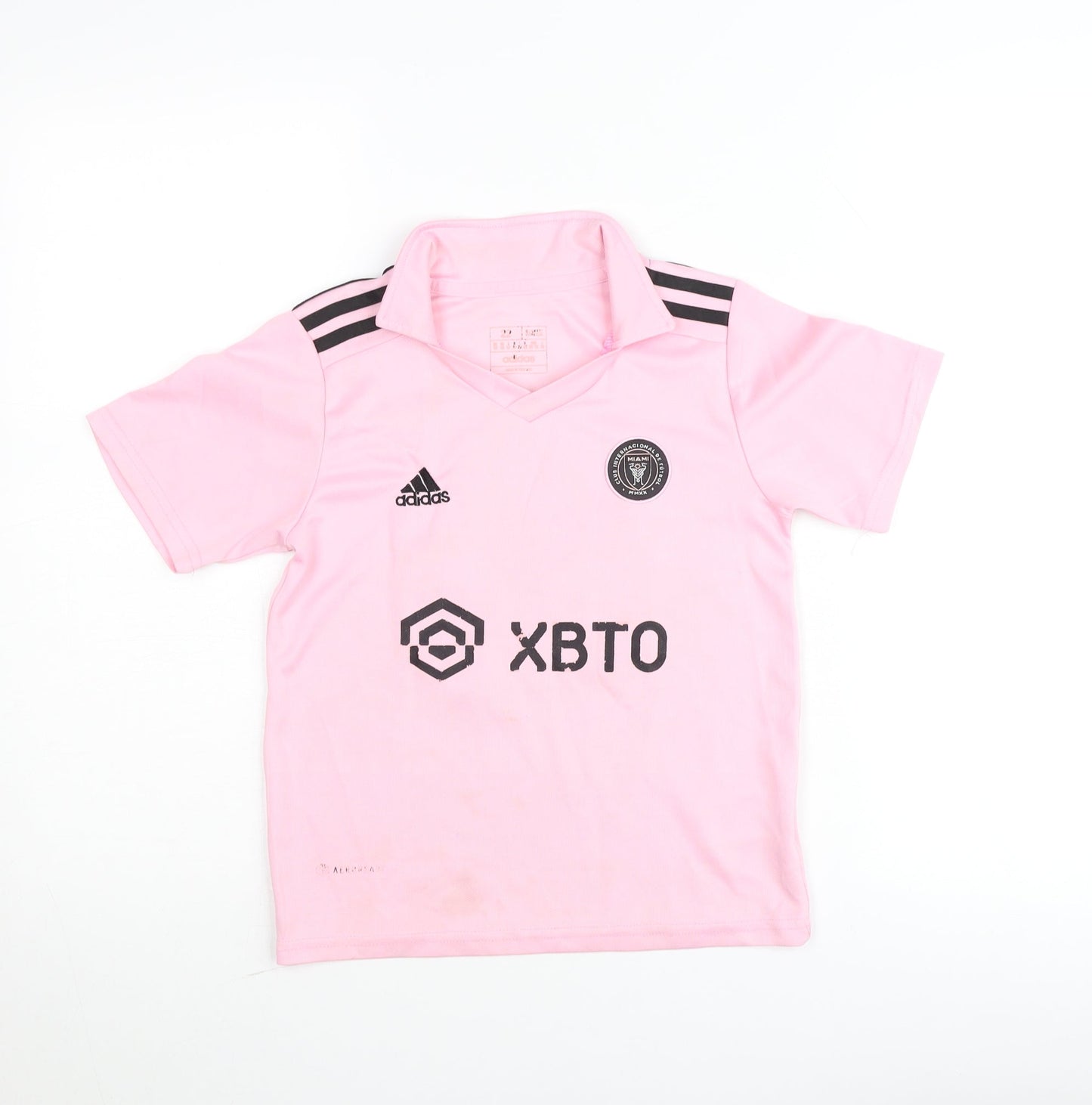 Adidas Boys Pink Inter Miami CF Messi 10 Football Jersey T-Shirt Size 6 Years