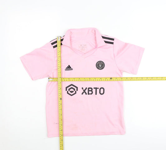 Adidas Boys Pink Inter Miami CF Messi 10 Football Jersey T-Shirt Size 6 Years