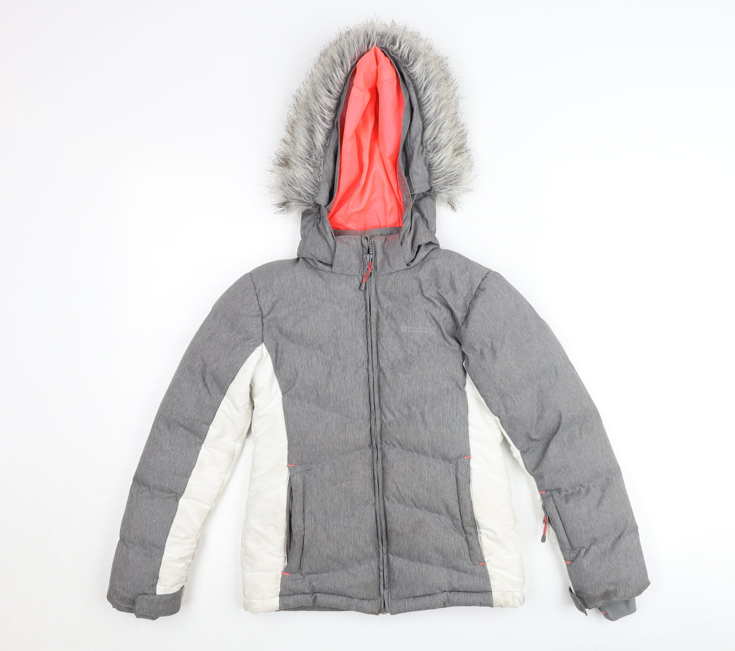 Mountain Warehouse Girls Grey Puffer Jacket 7-8 Years Hooded Winter Coat