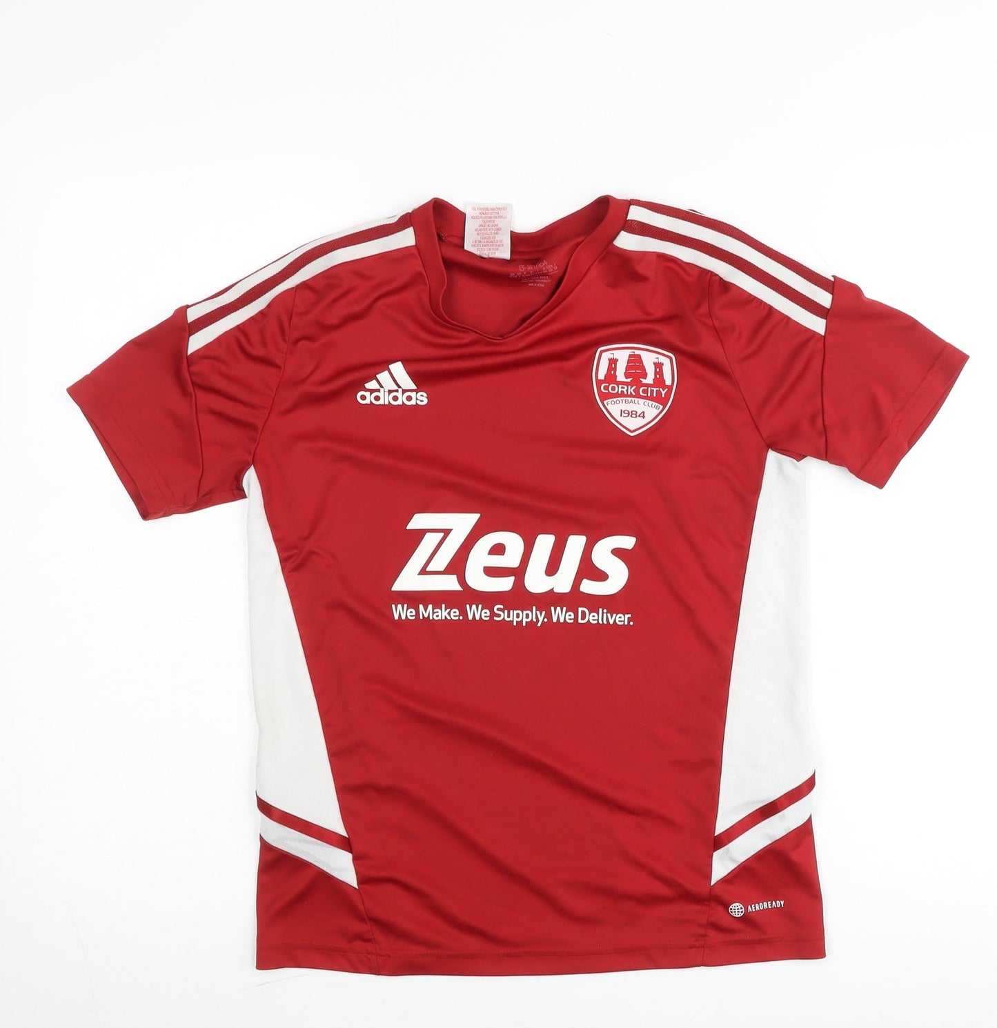 Adidas Boys Red Cork City Football Jersey 13-14 Years Sports Shirt