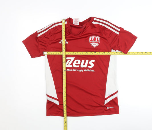 Adidas Boys Red Cork City Football Jersey 13-14 Years Sports Shirt