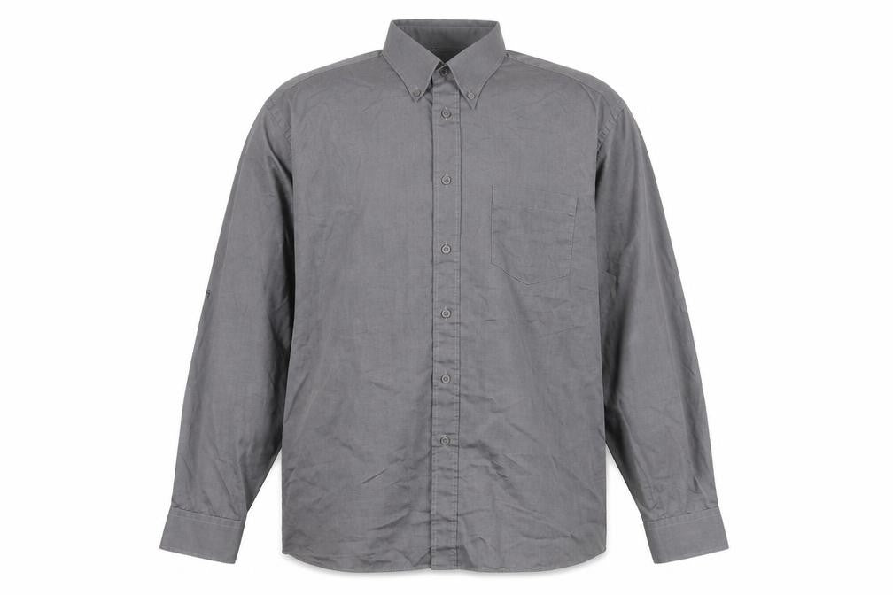 St. Bernard Mens Grey 16in Button-Down Cotton Blend Long Sleeve Shirt