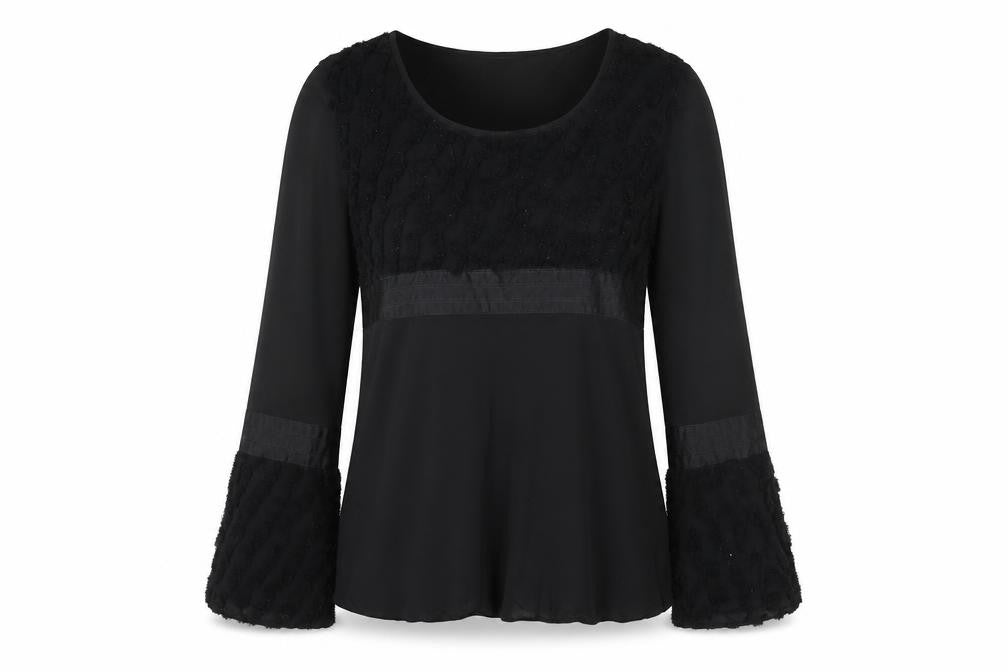 Paul Costelloe Women’s Black Silk Blend Bell Sleeve Blouse UK 12