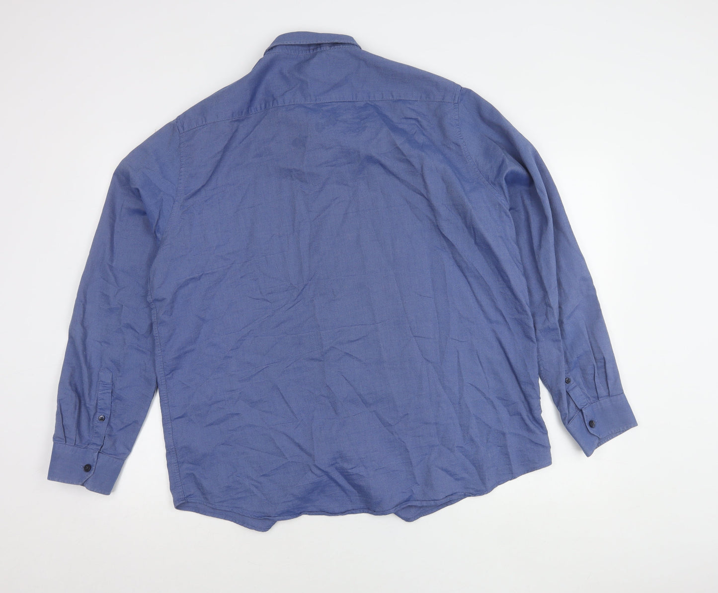 Dunnes Stores Men's Blue Regular Fit Cotton Long Sleeve Shirt XL
