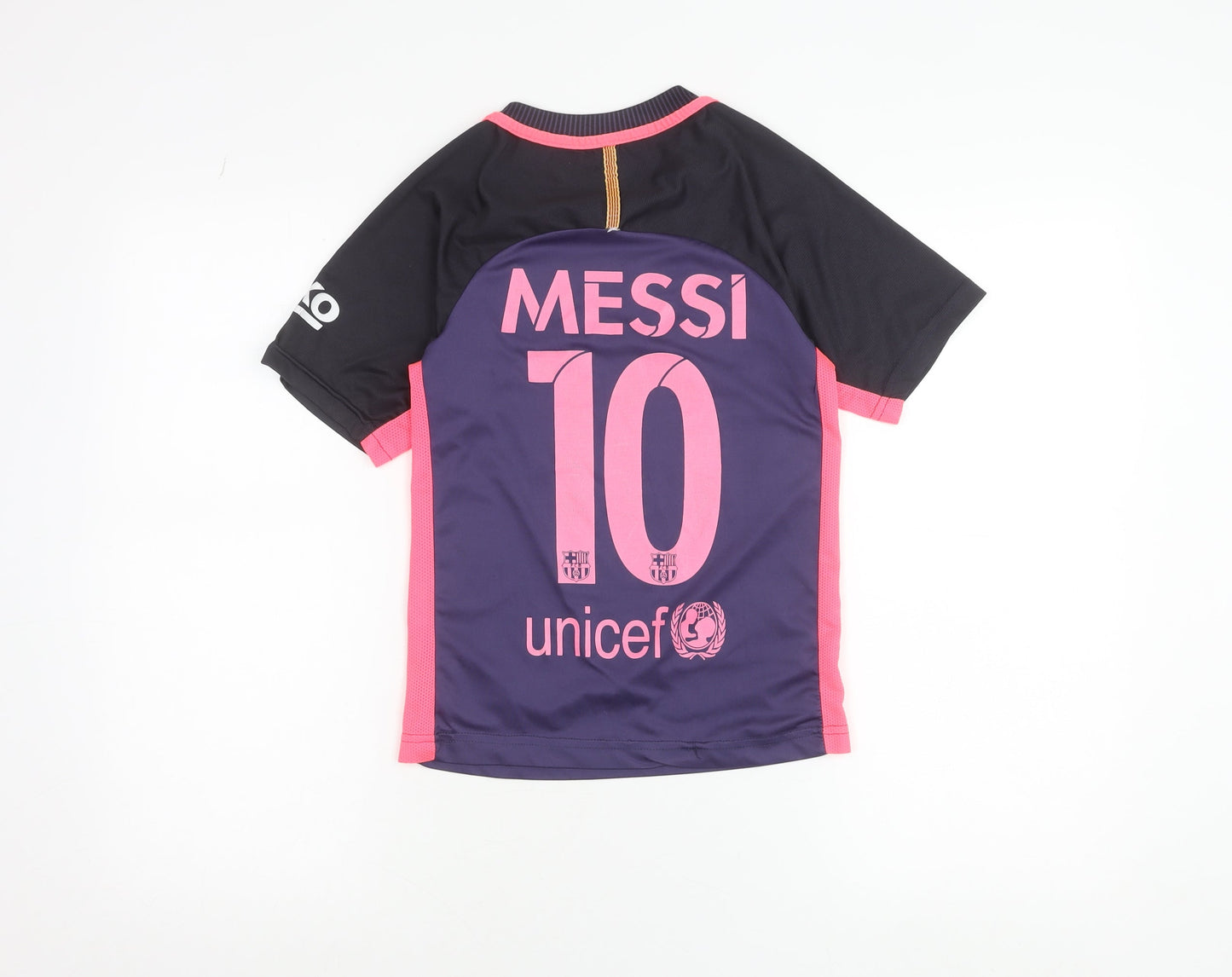 Nike Boys Purple Barcelona Messi 10 Dri-FIT Football Shirt 7-8Y