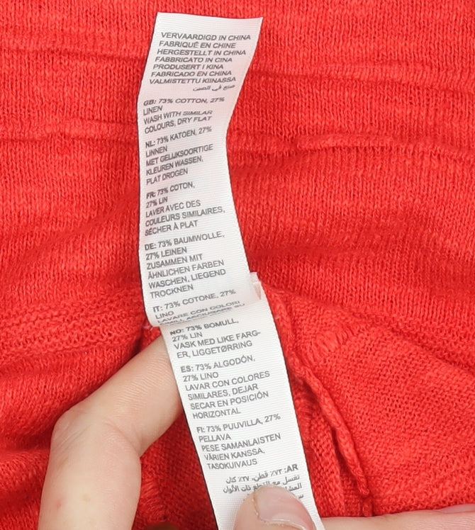 Fat Face Women’s Red Linen Cotton Button Cardigan UK 6