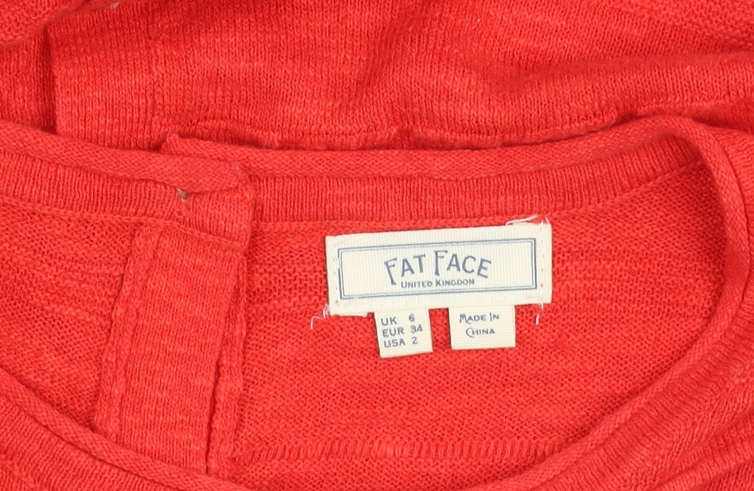 Fat Face Women’s Red Linen Cotton Button Cardigan UK 6