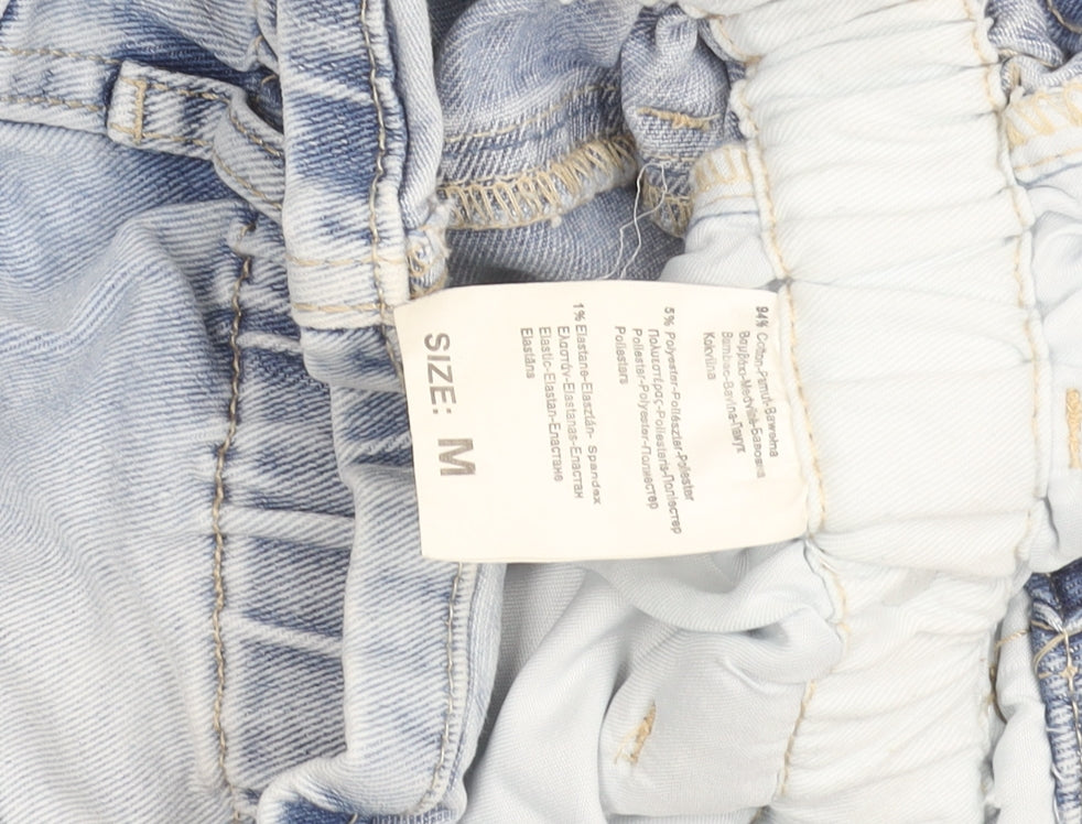 M'SARA Women's Blue Denim Paperbag Shorts Size M High Rise