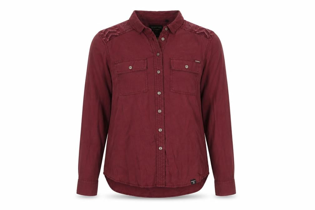 Womens UK Size 12 Superdry Red Lyocell Button-Up