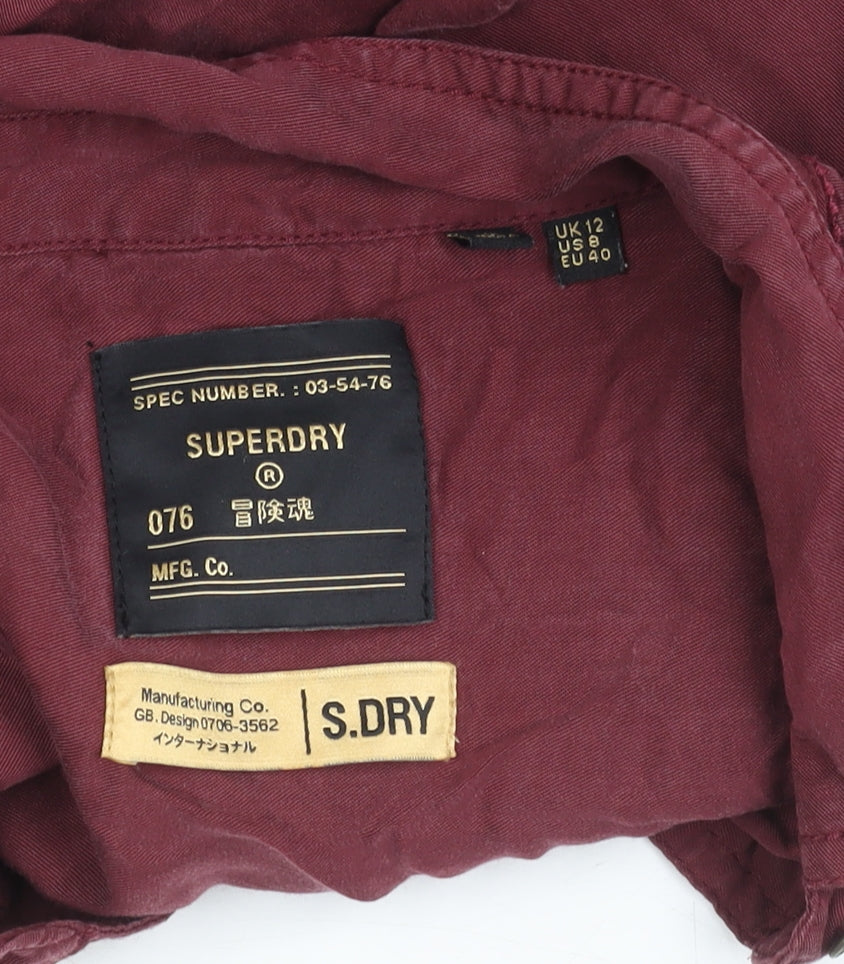 Superdry Womens Red Lyocell Embroidered Button-Up Shirt Size 12