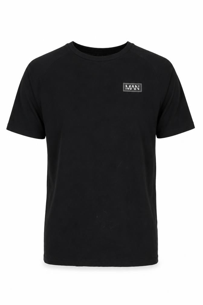 boohooMAN Men's Black Cotton Elastane Crew Neck T-Shirt Size M