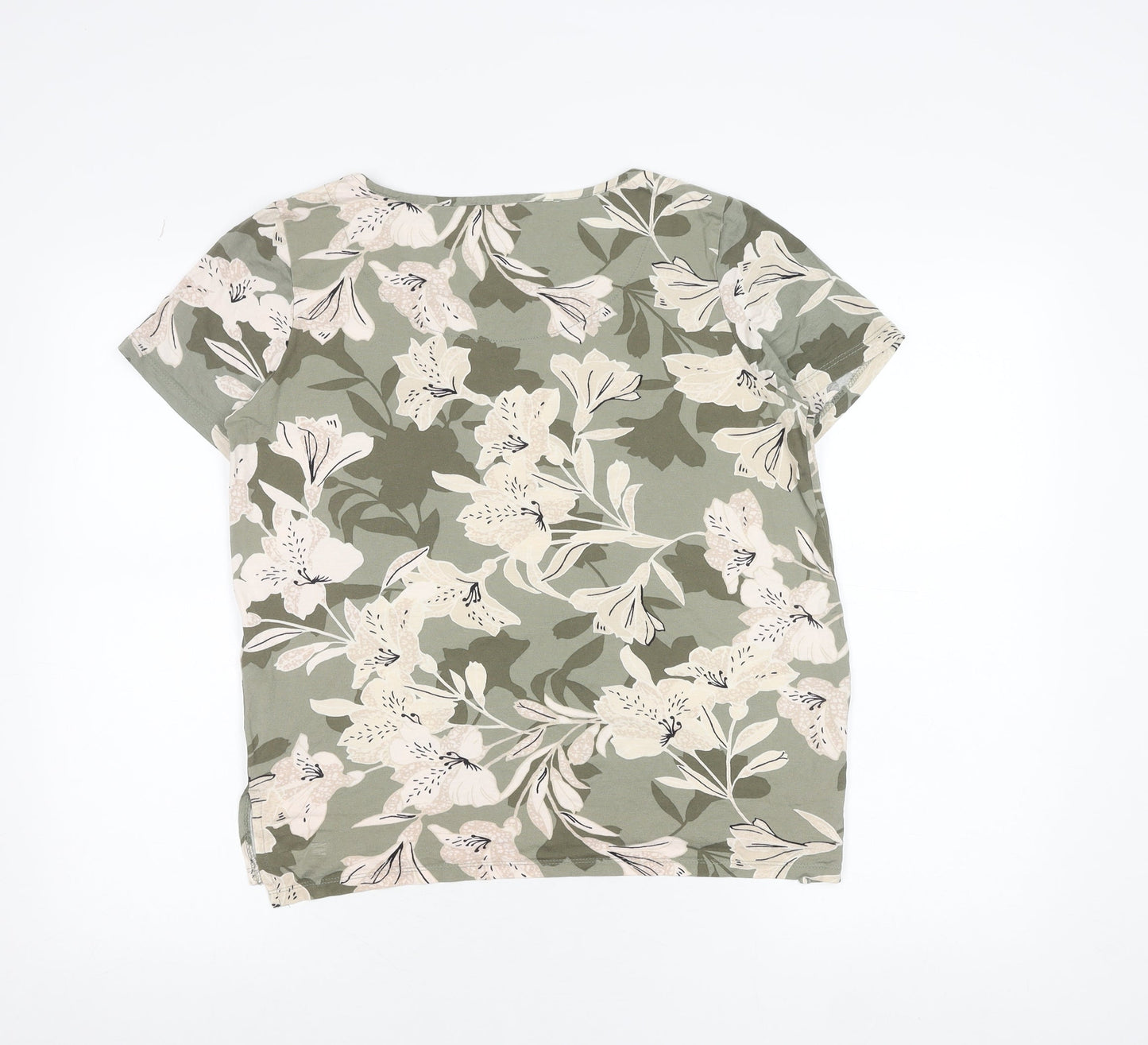 Principles Women’s Green Floral Short Sleeve Jersey T-Shirt Size 14