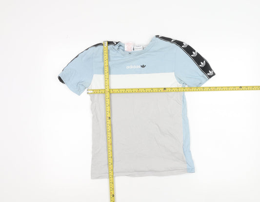 Adidas Boys Blue Colourblock Logo Short Sleeve T-Shirt 11-12 Years