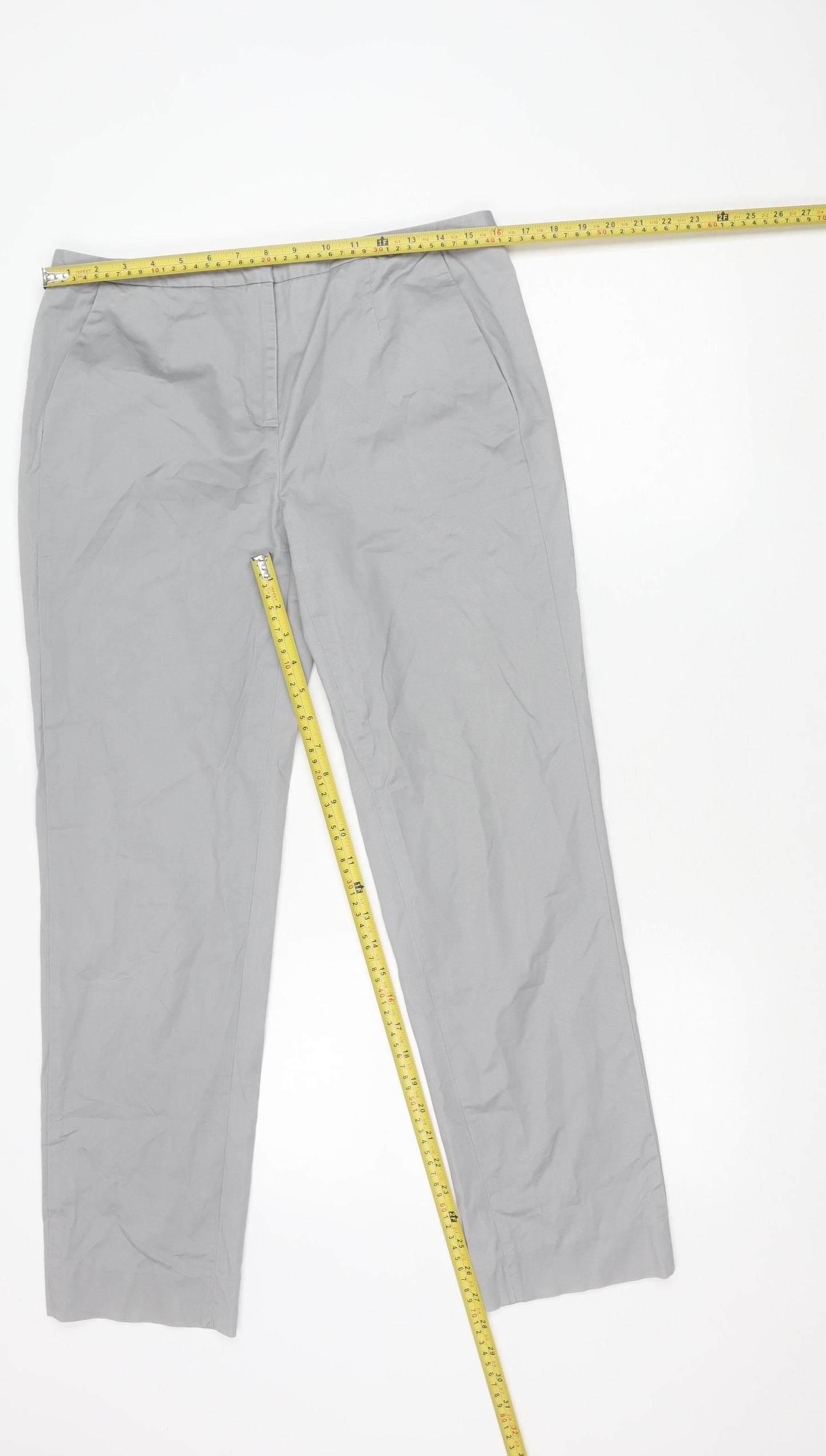 L.K. Bennett Women’s Grey Cotton Blend Slim Fit Tailored Trousers Size 10