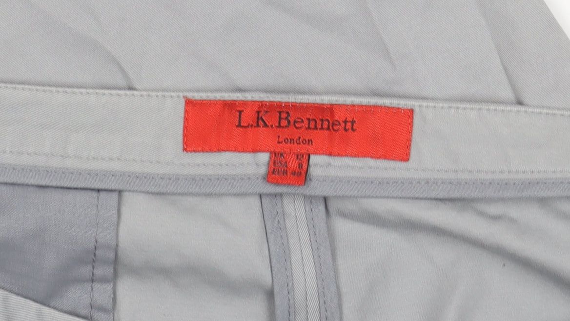 L.K. Bennett Women’s Grey Cotton Blend Slim Fit Tailored Trousers Size 10