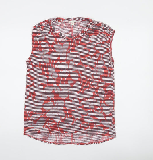 Gap Women Red Floral Striped Sleeveless Tank Top M
