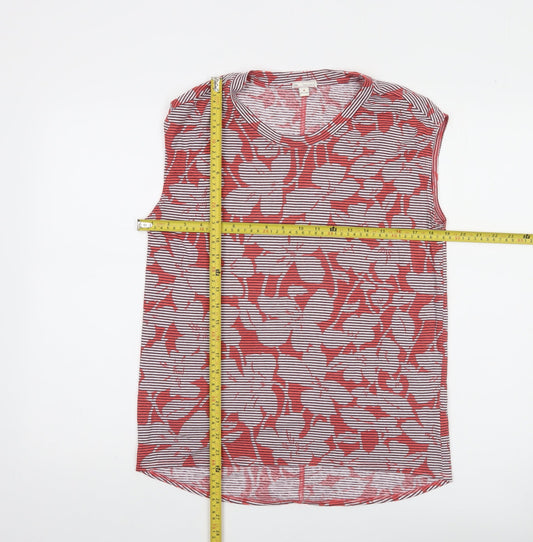 Gap Women Red Floral Striped Sleeveless Tank Top M