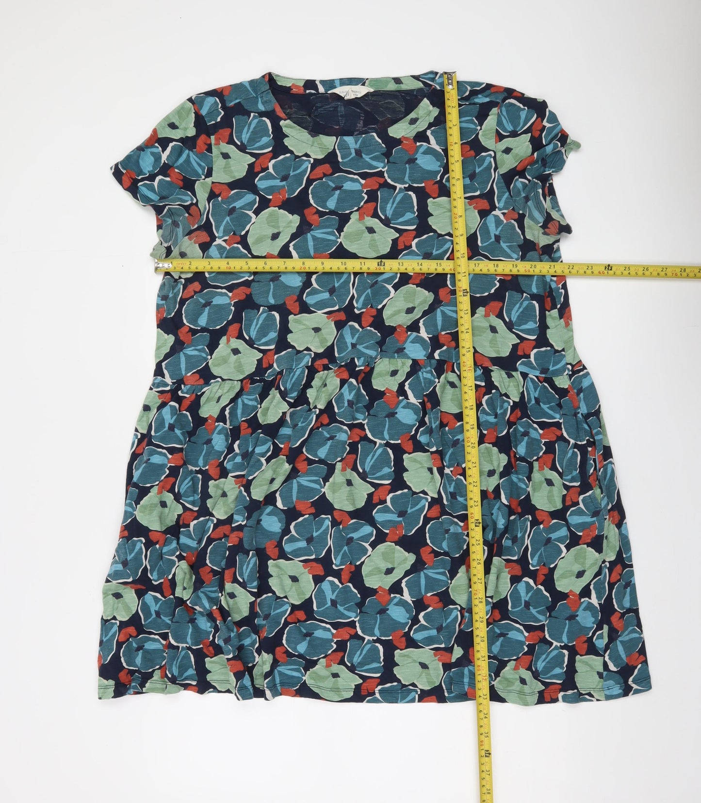 Seasalt Cornwall Women’s Multicoloured Floral A-Line Organic Cotton Dress Size 16