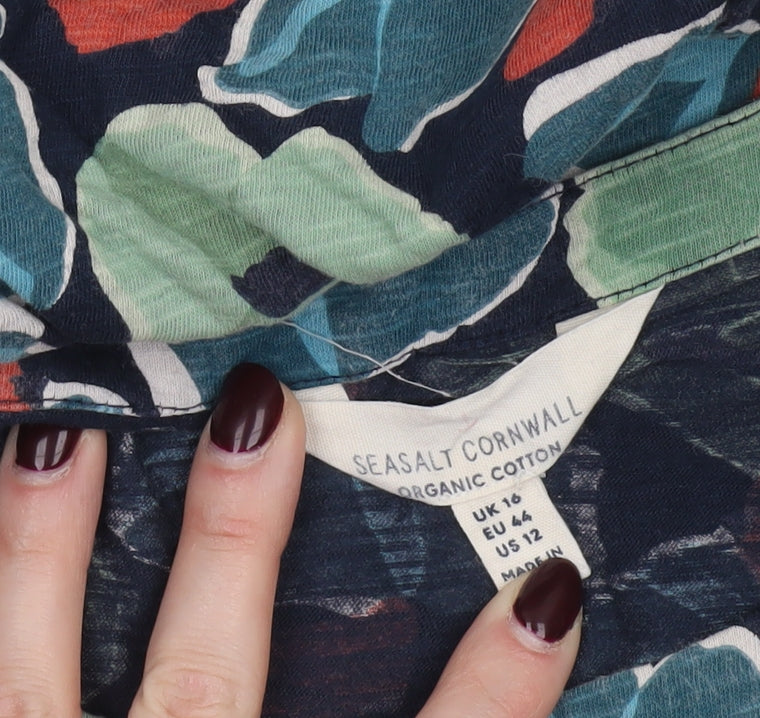 Seasalt Cornwall Women’s Multicoloured Floral A-Line Organic Cotton Dress Size 16