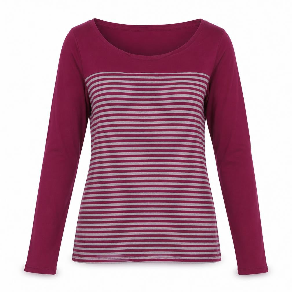 Next Women Purple Striped Long Sleeve Cotton T-Shirt Size 6